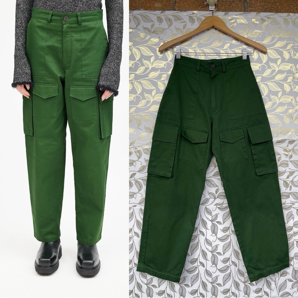 The Frankie Shop Green Cargo Pants | XS 100% Cotton Utilitarian Trousers